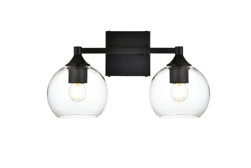 Elegant Lighting LD7308W16 Eero 2 Light 16"W Vanity Light - Black - Picture 1 of 12