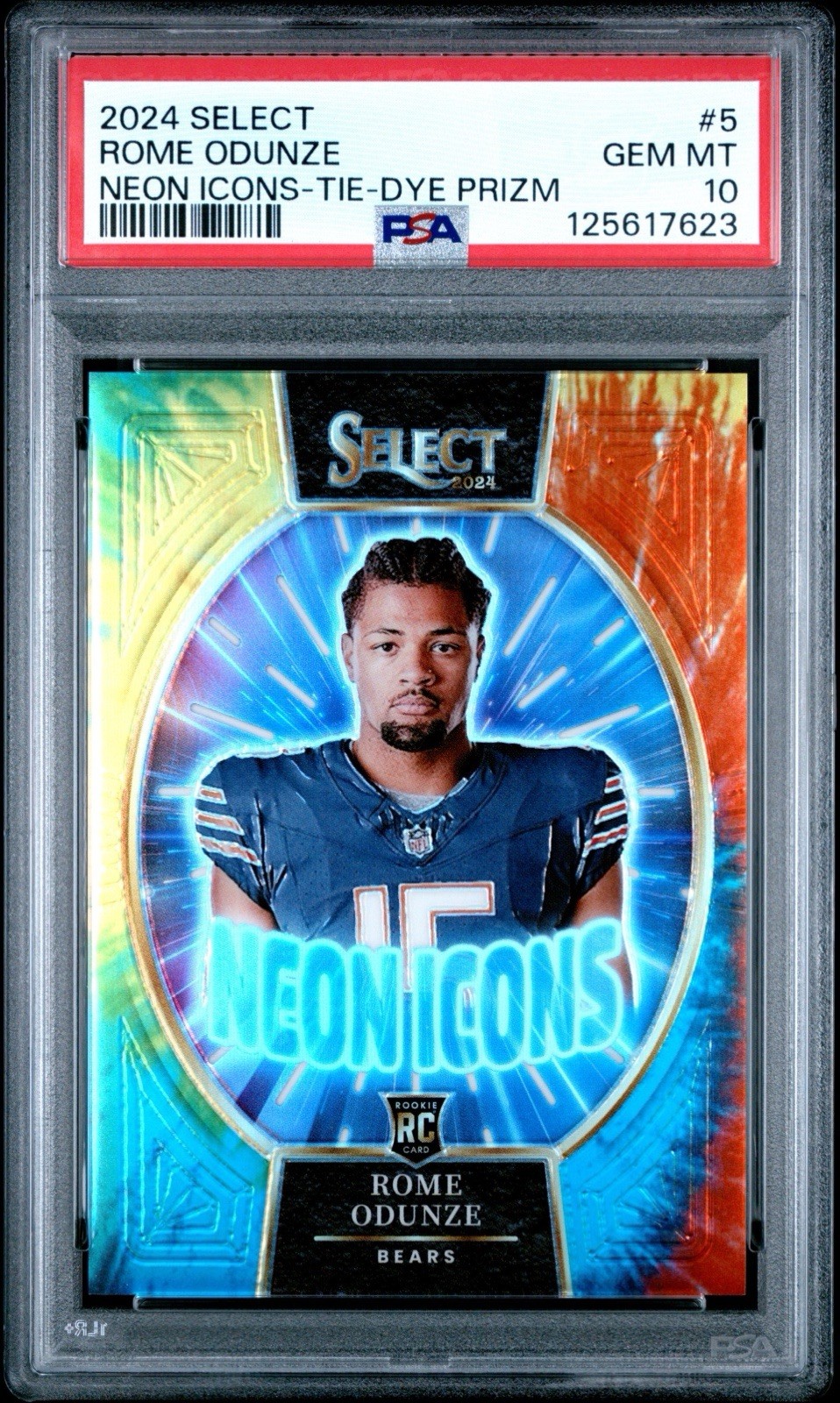 Rome Odunze Panini Select Neon Icons #5 Tie-Dye Prizm