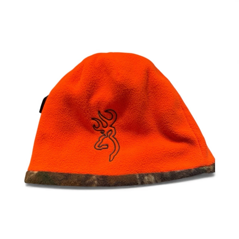 BROWNING All Season Fleece Beanie REALTREE Camo/Hunter  Orange - RTE, Reversible - Image 2 of 3