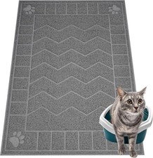 Cat Litter Box Mat, 35" x 24" Large Kitty 1 Count Pack of 1 , Grey