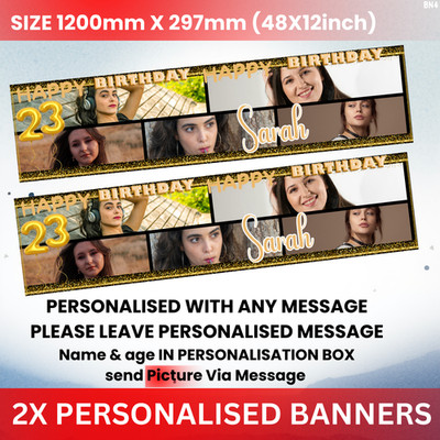 2x personalisierte Geburtstag Foto Banner 1. 18. 50. Party Dekoration jedes Event