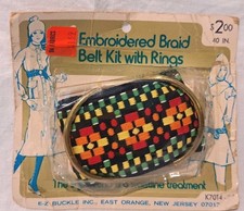 Vintage Embroidered Braid Belt Kit with Rings Women  s Fashion 1970s Retro/MCM