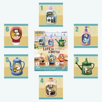 RE-MENT SNOOPY's LIFE in a BOTTLE 6 Pack BOX Complete Set Japan