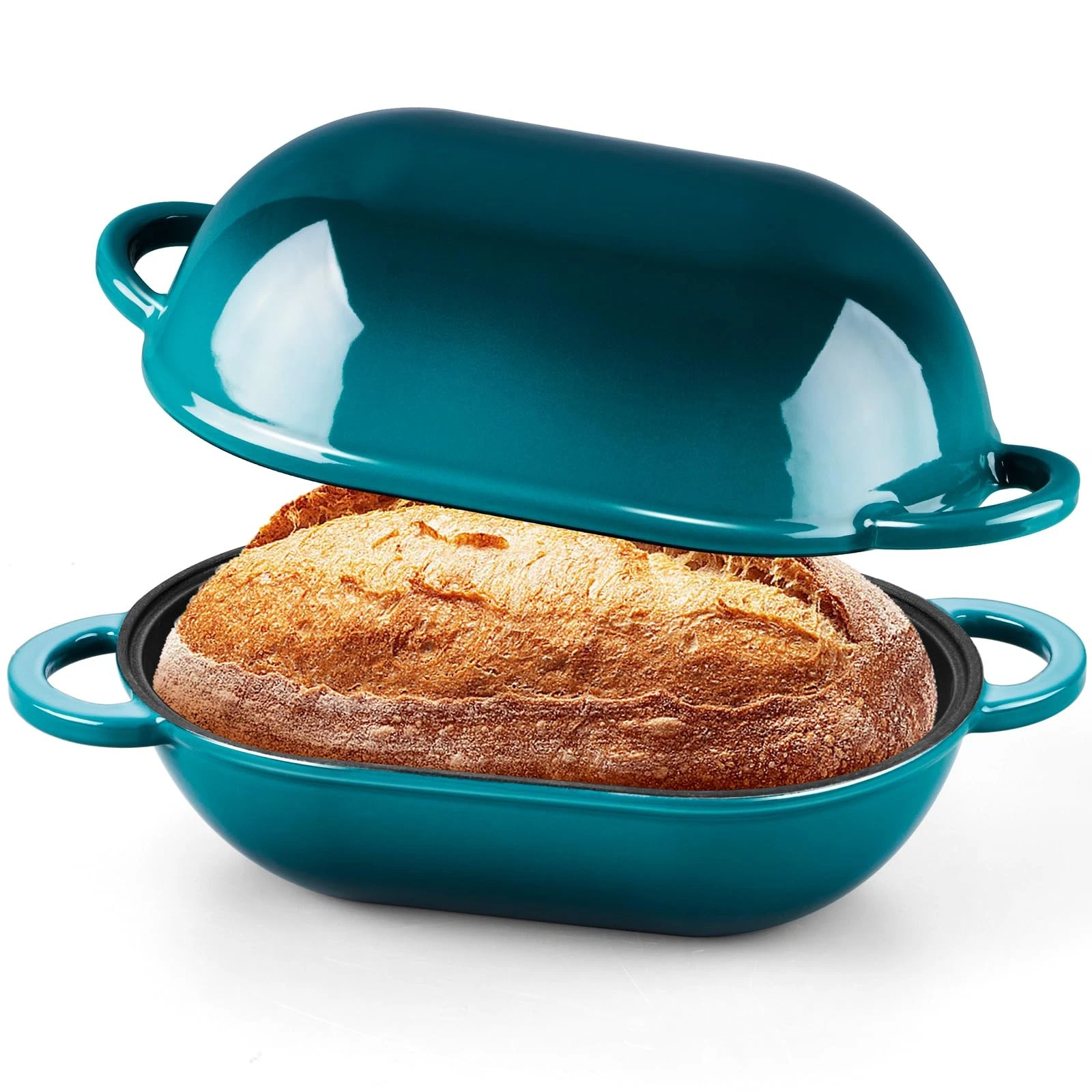 Enameled Cast Iron Dutch Oven 9x5.5 Inch 2.8QT for Sourdough Bread Baking