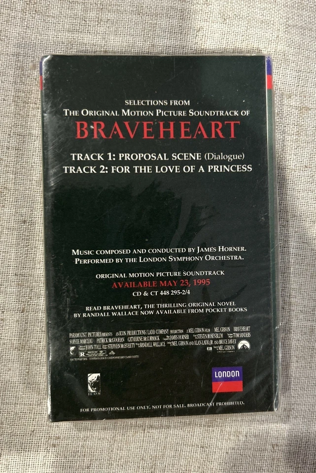 BRAVEHEART, MEL GIBSON SOUNDTRACK SAMPLER MOVIE NEW SEALED RARE PROMO CASSETTE - Image 2 of 2