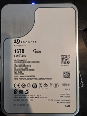 Seagate Exos X16 16TB, 7200 RPM, 3.5 inch Internal Hard Drive - ST16000NM001G