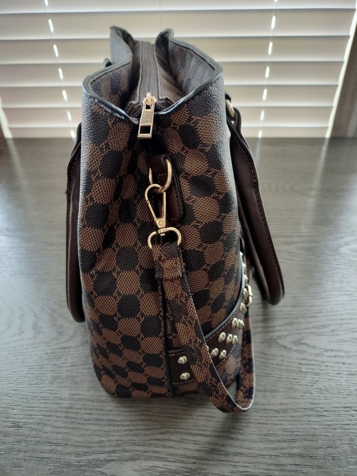 Brown Patterned Shoulder Tote Bag - image 4