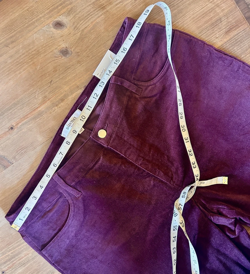 Pantalones de terciopelo púrpura/borgoña para mujer 14 calce ajustado elástico cómodo nuevos con etiquetas Foto 2 de 4