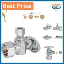 1/2'' FIP x 1/4'' OD Compression Angle Stop Valve - Lead-Free Brass Chrome