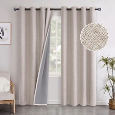 YoungsTex Beige Linen Blackout Curtains 84 Inch Length for Living Room, Therm...