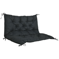 2 Seater Garden Bench Cushion Outdoor Seat Pad with Ties Black Patio