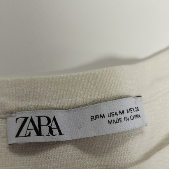 00452 Zara Short Sleeve Knit Top White size Medium sporty casual tennis prep thumbnail 4