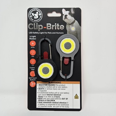 Precious Tails Clip Brite LED Safety Light Set Pets Humans 3 Modes NEW Sealed