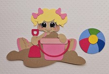 Sandy Beach Girl Blonde Hair. Scrapbook, Card Making Paper Piecing