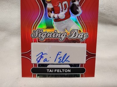 Tai Felton 2025 Panini Prizm Draft Picks RC Signing Day Red Auto