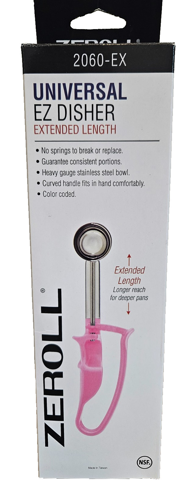 Zeroll ~ Universal ~ Extended Length ~  EZDisher ~ Scooper ~ Pink ~ New ~ 2060EX