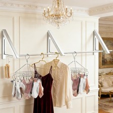 3-Piece Drill-Free Folding Clothes Drying Rack, 160cm Crossbar, Suitable for ...