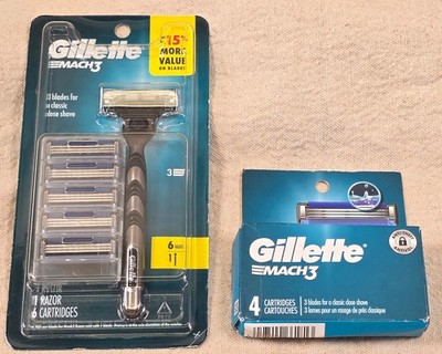 NEW Gillette Mach3 Value Pack Razor Blade + 4 Refills TOTAL OF 10 Mach 3 Blades
