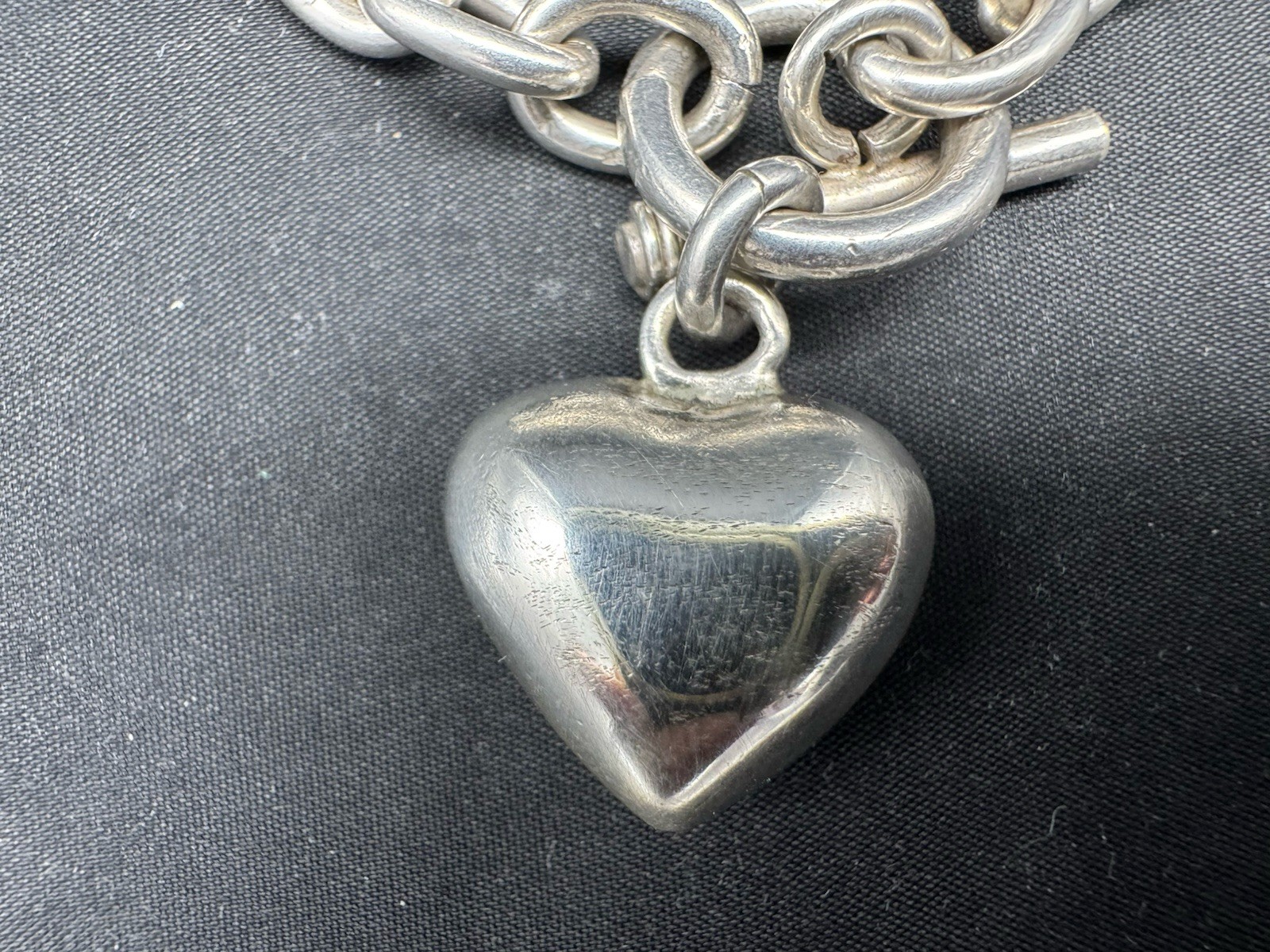 Sterling Silver Charm Link Bracelet with Heart Ch… - image 6