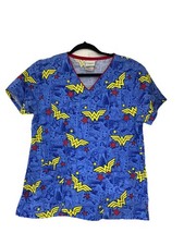 Scrubs Scrub Top Cartoon Disney DC Comics Wonder Woman size small