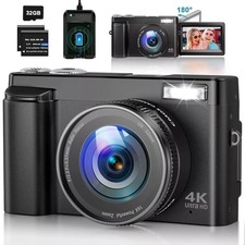 4K Digital Camera,48MP YouTube Vlogging Camera with 32G Card Autofocus 16x Zoom