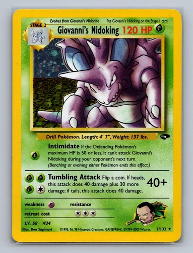 GIOVANNI'S NIDOKING 7/132 R GYM CHALLENGE POKEMON UNLIMITED HOLO LP