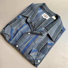 ELY Cattleman Gray Blue Striped Pearl Snap Western Shirt Men s XL Vintage