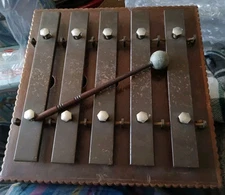 Vintage Antique Deagan 5 Plate Chimes Xylophone Wooden Box with Mallet