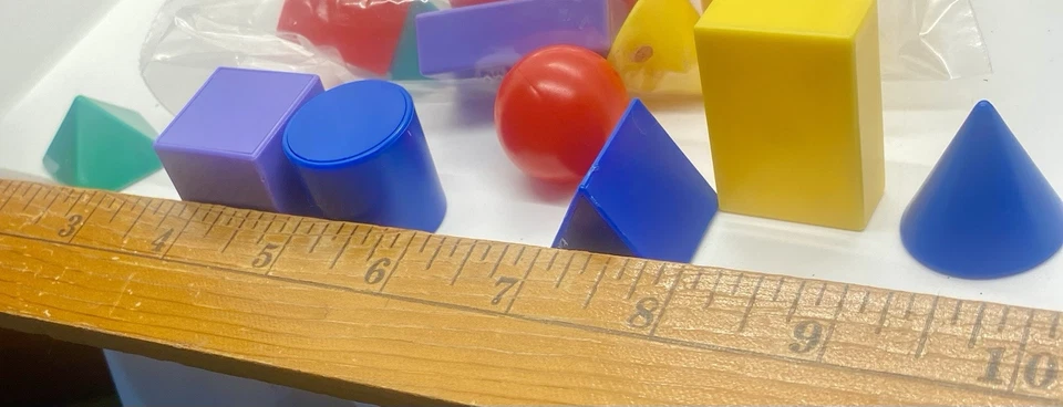 Sets Of 7  Mini Geometric Solids 3 Dimensional  Geometry Kids 13 Bags  Math Fun - Image 2 of 4