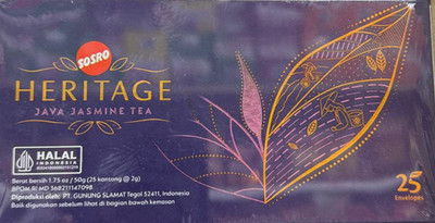 2 Box Sosro Heritage Java Jasmine Tea (25 Teabags per Box)