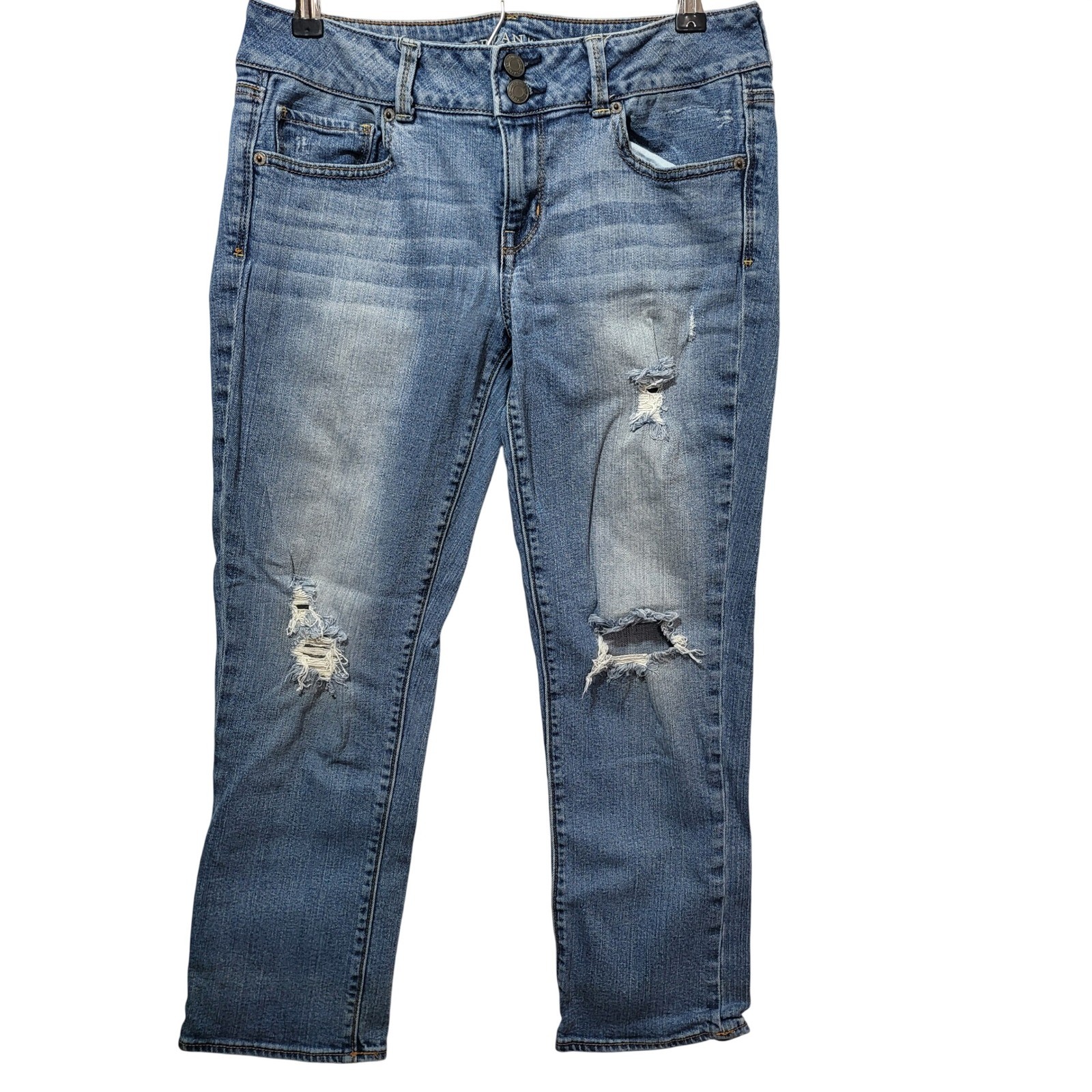 American Eagle Outfitters Women Blue Distressed Denim Jeans Size 10