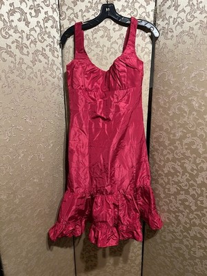 Shawn Ray Fons Red Tiered A-Line Silk Taffeta Sleeveless Dress Size 10