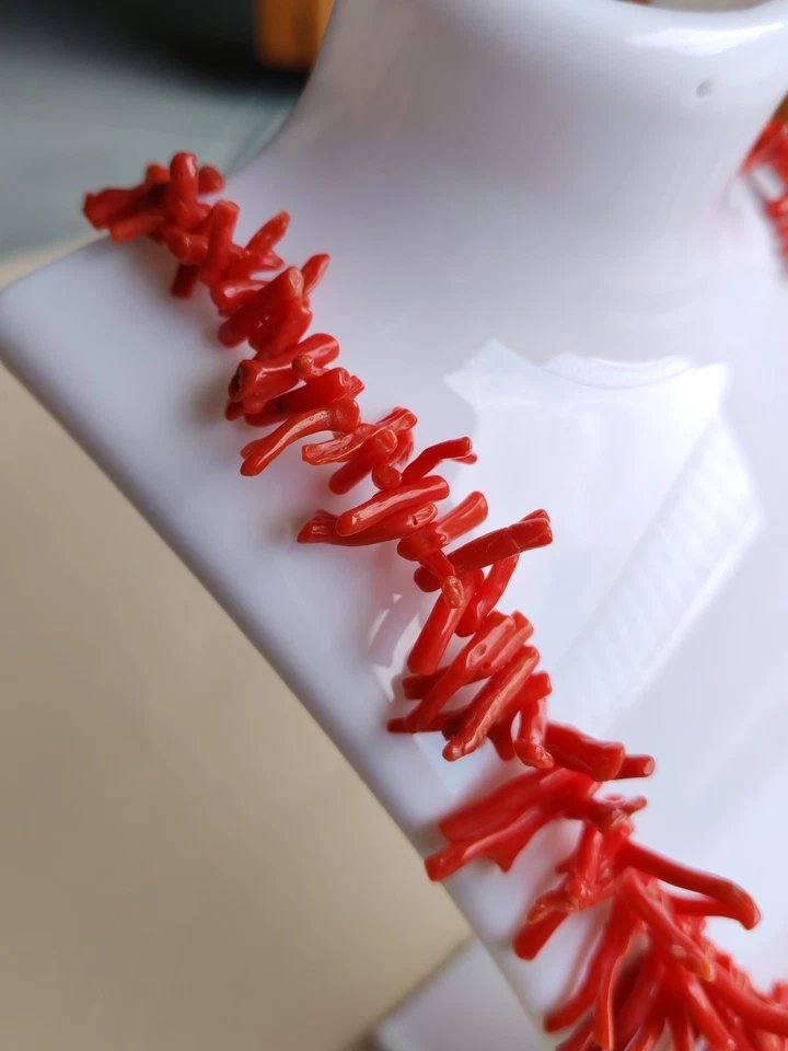 COLLANA IN ARGENTO 925 CON FRANGIA CORALLO ROSSO DEL MEDITERRANEO  - Immagine 4 di 4