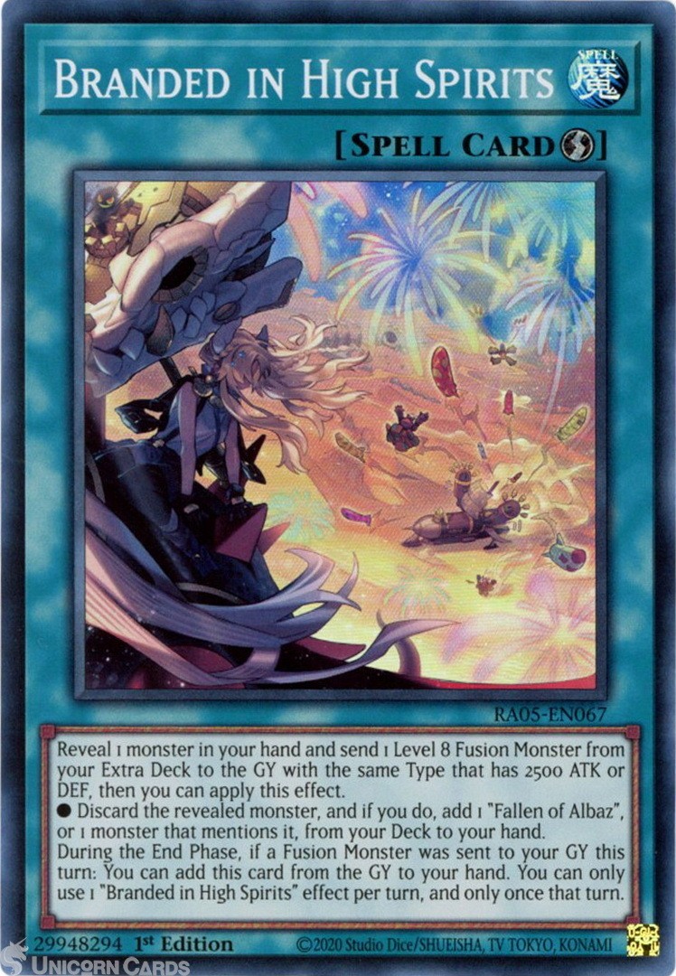 RA05-EN067 Branded in High Spirits : Super Rare 1st Edition Mint YuGiOh Card