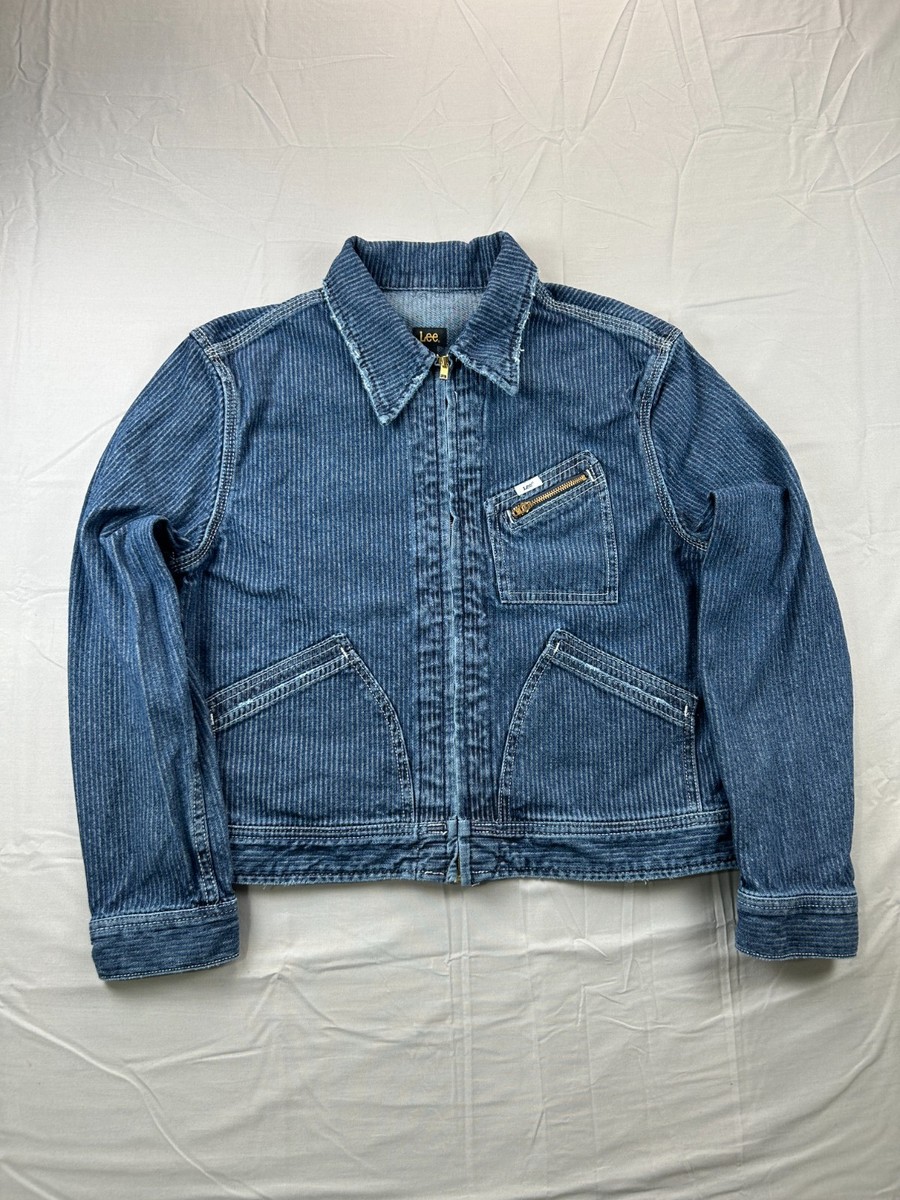 Lee Jacket 91 B Large Women's Hickory Stripe Denim Full Zip