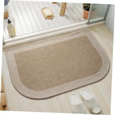 Half Circle Bath Mat, Non Slip Thin Bathroom Rugs, 20 X 31 A-beige Brown