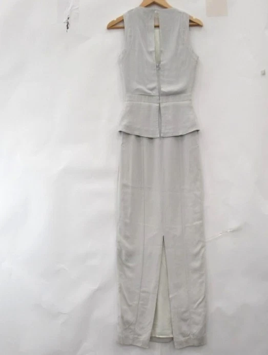 Vestido Reiss Reino Unido 8 Largo Sin Mangas Ocasión EE. UU. 4 Gris Pálido Cuello Redondo Preciado Foto 3 de 4