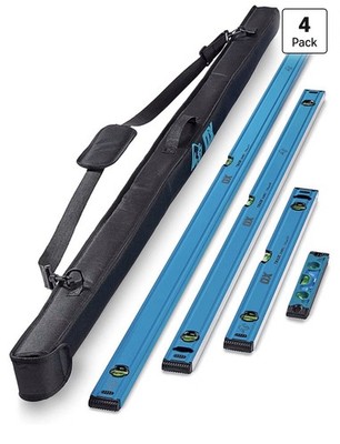 OX Tools OX-T638601 4 Level Set W Case 10 ,24 , 48 , And 72  Torpedo Levels Blue