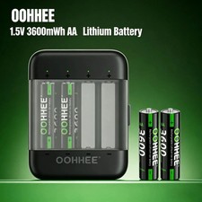 4PCS 1.5V 3600mWh AA Rechargeable Lithium Battery with Thin Charging Storage Box 2.50 per gallon