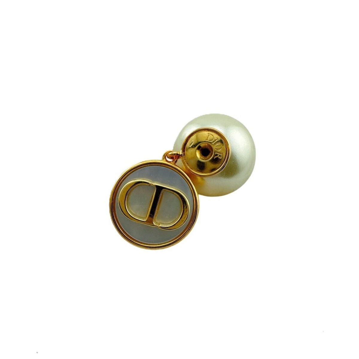 Christian Dior Dior Tribal Pearl Bee CD Logo Earrings (Pair