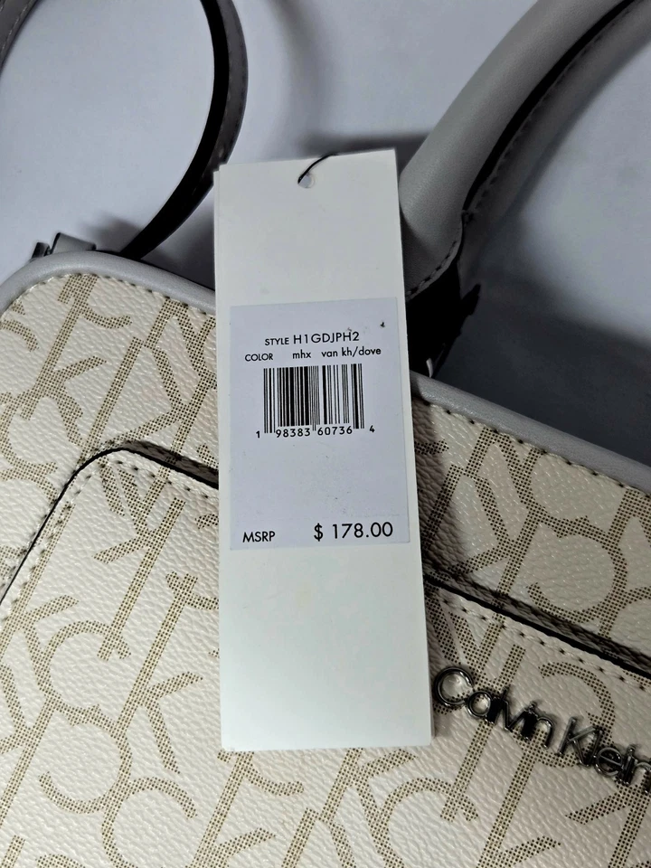 Bolso de mano mediano para mujer Calvin Klein con bolsa logotipo CK vainilla/paloma Foto 3 de 4