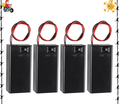 4pcs 9V Battery Holder Case w/ ON/OFF Switch with Cover Storage Case Holder