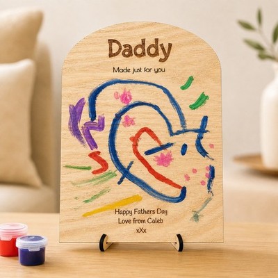 Eine Zeichnung für Plakette, Papa Vatertag Geschenkidee von Kindern, Opa Nanny Mama
