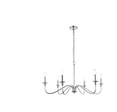 Living District Rohan 6 lights polished nickel chandelier