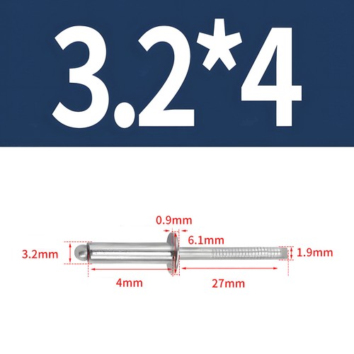 Remaches ciegos acero inoxidable A2 V2A cabeza plana ISO 15983 DIN 7337 remaches 2,4-6,4 mm - Imagen 21 de 65