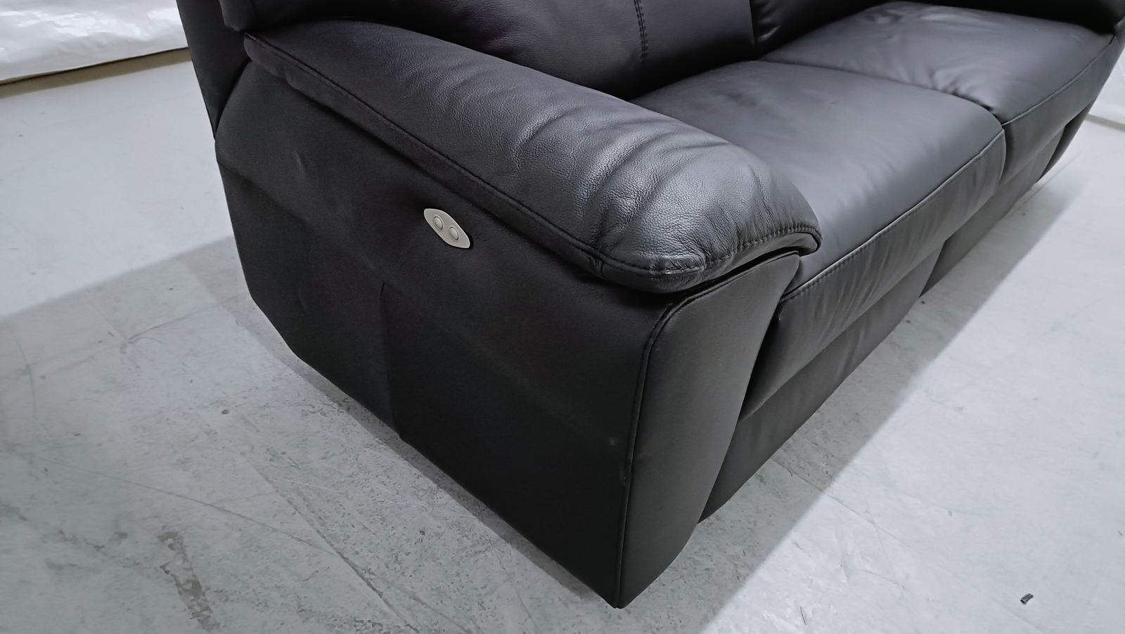 ScS Italia Marco Macadamia Nero Leather 3 Seater Power Recliner Sofa