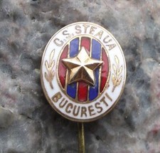 Vintage CS Steaua Buchuresti Bucharest FC Football Club Romania Flag Pin Badge