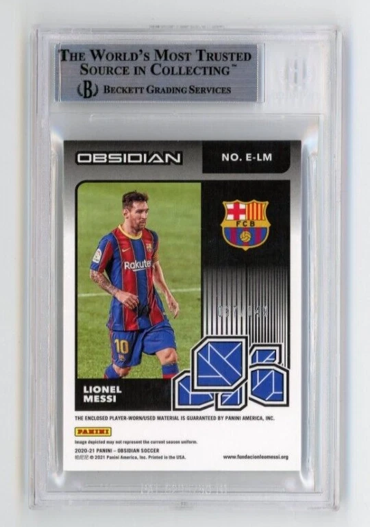 2020 Panini Obsidian Eruption Materials /149 #34 Lionel Messi Jersey BGS 9 Mint - Image 2 of 2