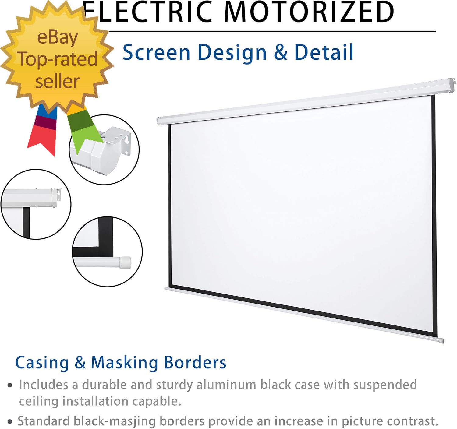 110" Motorized Projector Screen Electric Diagonal Automatic Projection 16:9 HD M