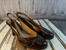 Sofft womens shoes heels sandals slingbacks brown leather 7.5 1220310 slip